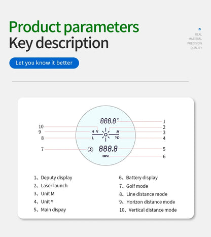 Laser Golf Rangefinder Hunting Monoculars Outdoor Digital Height Angle Distance Meter with 5 modes