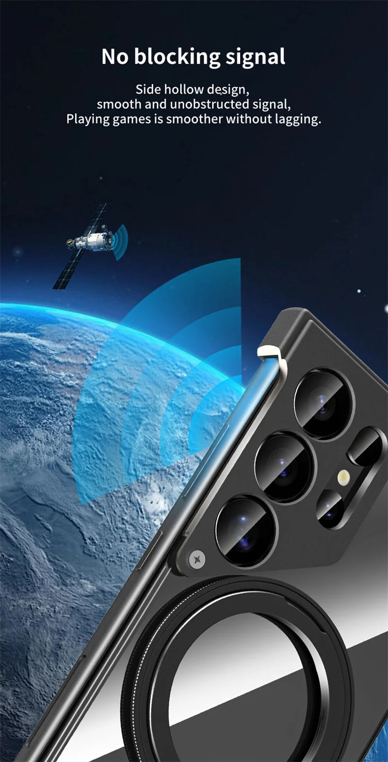 Luxury Metal 360 ° frameless Phone Case For Samsung S 24 23 Ultra Transparent Rotating Bracket Anti Drop Airbag Phone Case