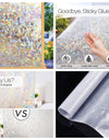 Wide 75/90 cm 3D Vinyl Window Privacy Film, Heat Insulation Rainbow Window Films, UV Protection Decorative Glass Stickers