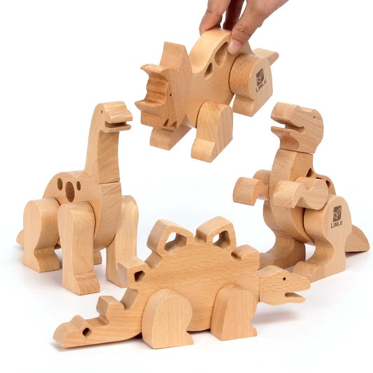Wooden Dinosaur Cartoon Assembly Puzzle