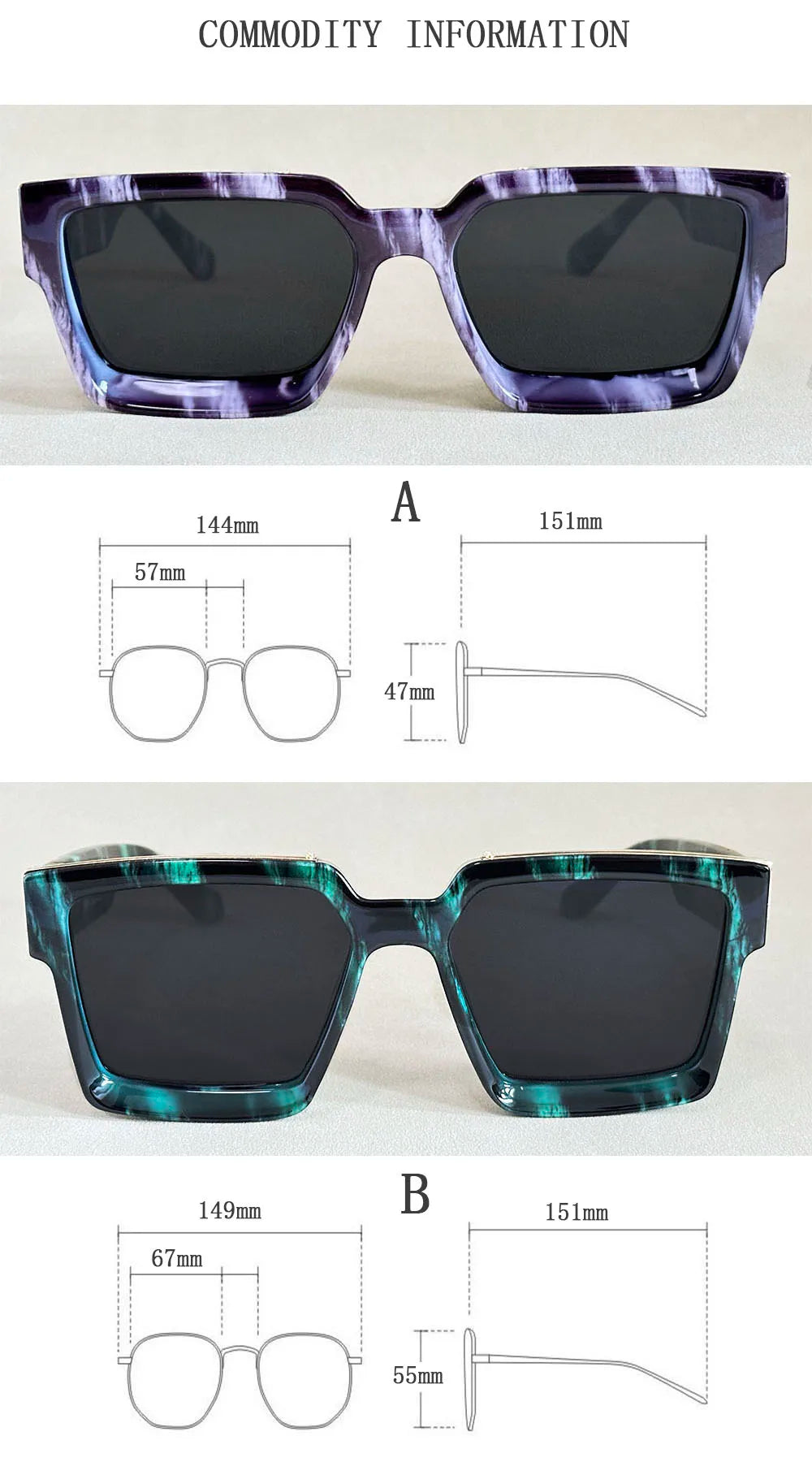 Retro Square Millionaire Sunglasses With UV400 Protection