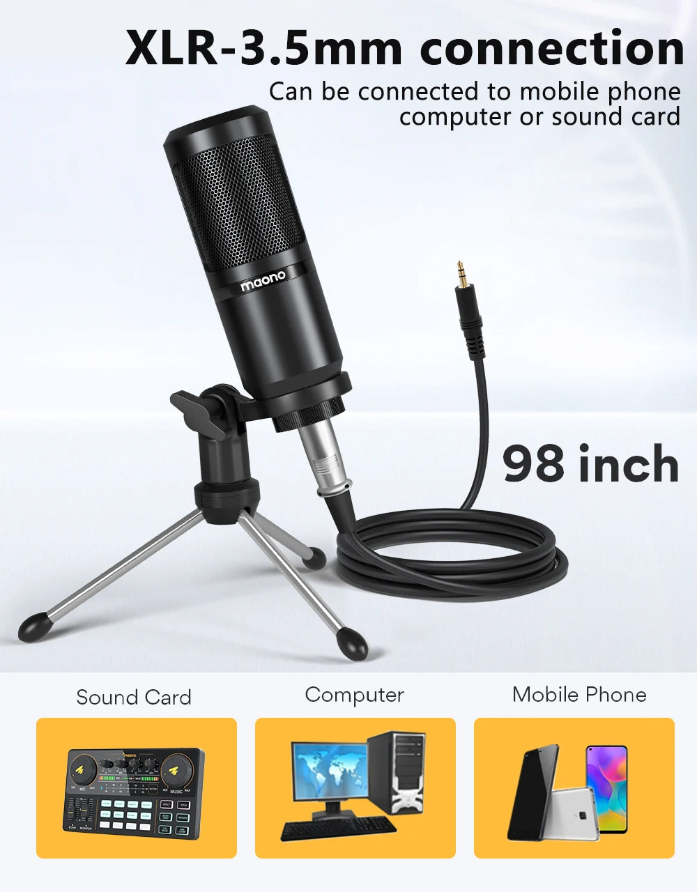 PM360TR Condenser Microphone Podcast Microphone 3.5mm Mic for Computer,Laptop,Phone,Sound Card,YouTube,Gaming,Recording