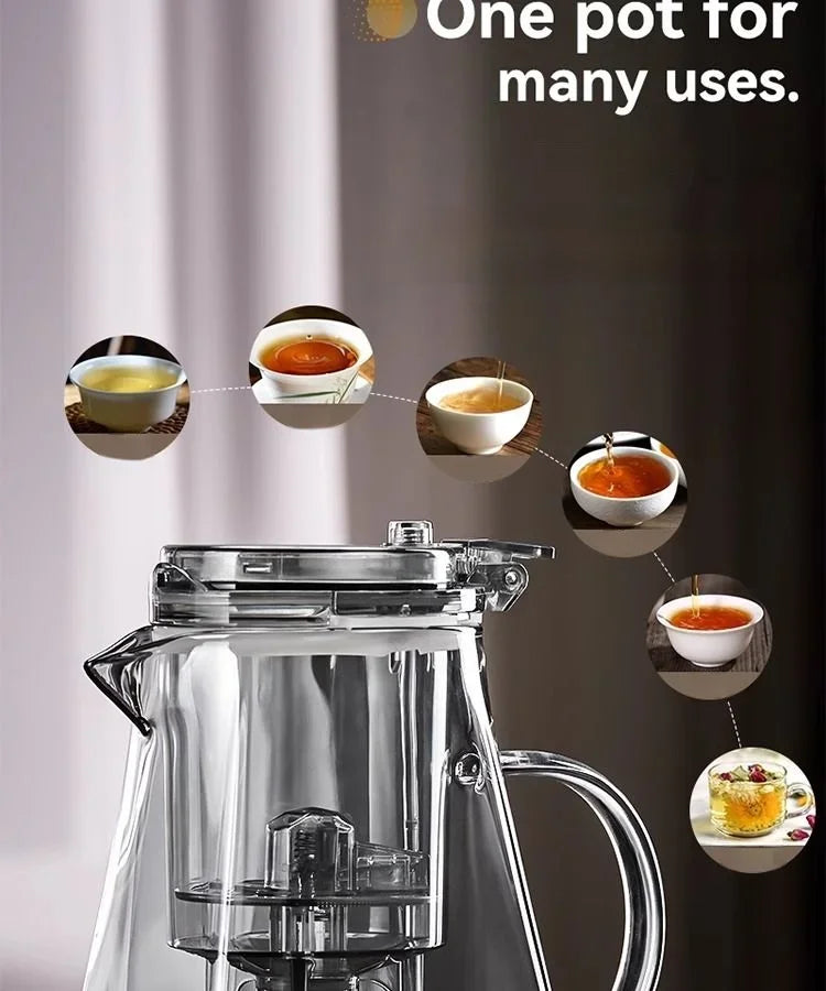 High Borosilicate Glass Tea Pot with One Touch Tea Separation Filter 1000ml