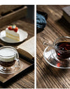 180/250ml Double Wall Glass With Dish And Spoon Clear Glass Espresso Cups Set Heat Resistant Handle Coffee Mug Drinkware