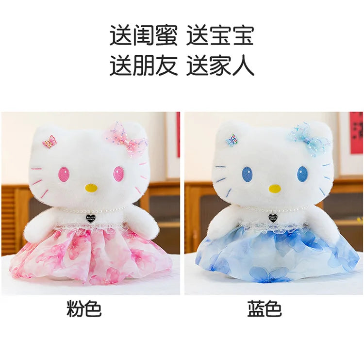 Cute Blue Pink Cat Character Plush Stuffed Doll Toy