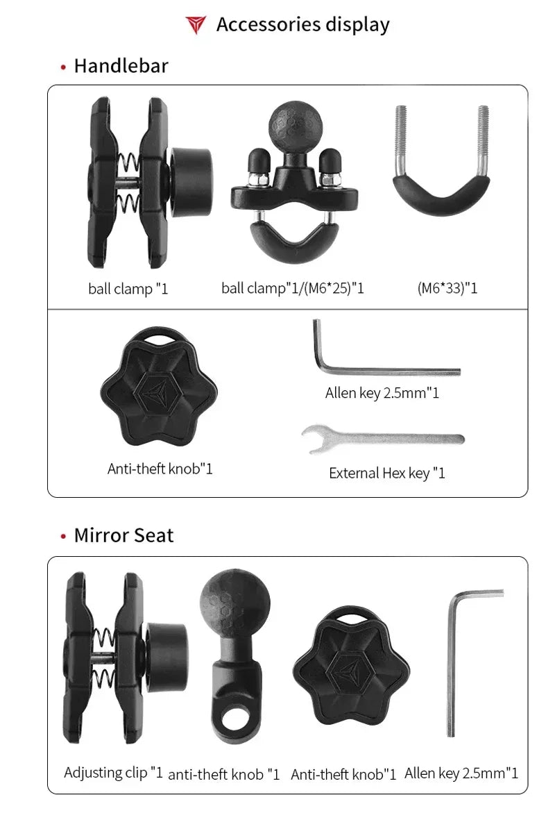 Anti-Thief Motorcycle Bike Mobile Phone Holder Fast 15W Wireless Charging Charger Cycling Mirror Stand Handlebar Mount