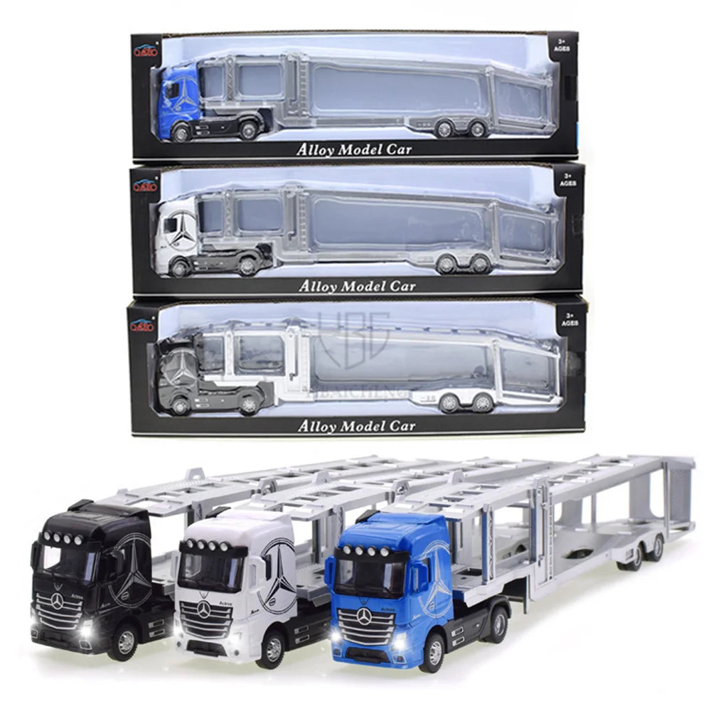 1:50 Diecast Alloy Truck Head Model Toy Container Truck Pull Back With Light Engineering Transport Vehicle Boy