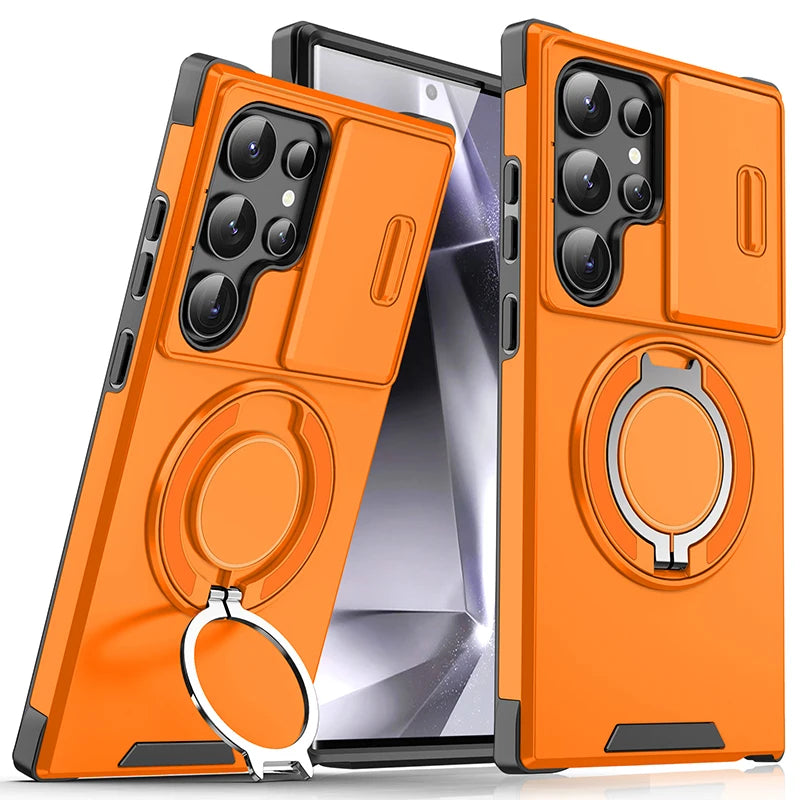 Luxury 360 ° Rotating Hidden Metal Ring Car Holder Armor Phone Case For Samsung S24 Ultra S21 S22 S23 Ultra Plus
