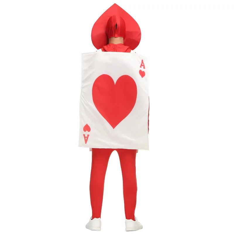 Halloween Costume Adult's Day Alice in Wonderland Stage Performance Playing Cards Hearts A Costume