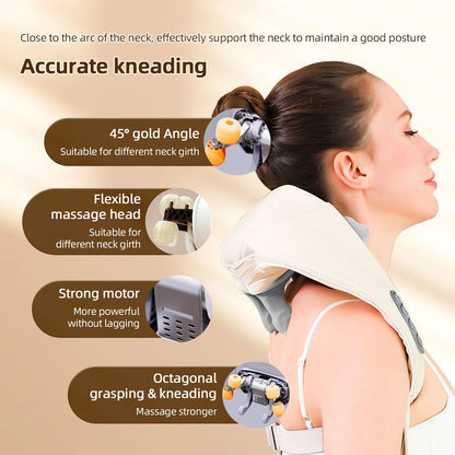 Foreverlily Neck And Shoulder Massager Wireless Neck And Back Shiatsu Kneading Massager Neck Cervical Relaxing Massage Shawl