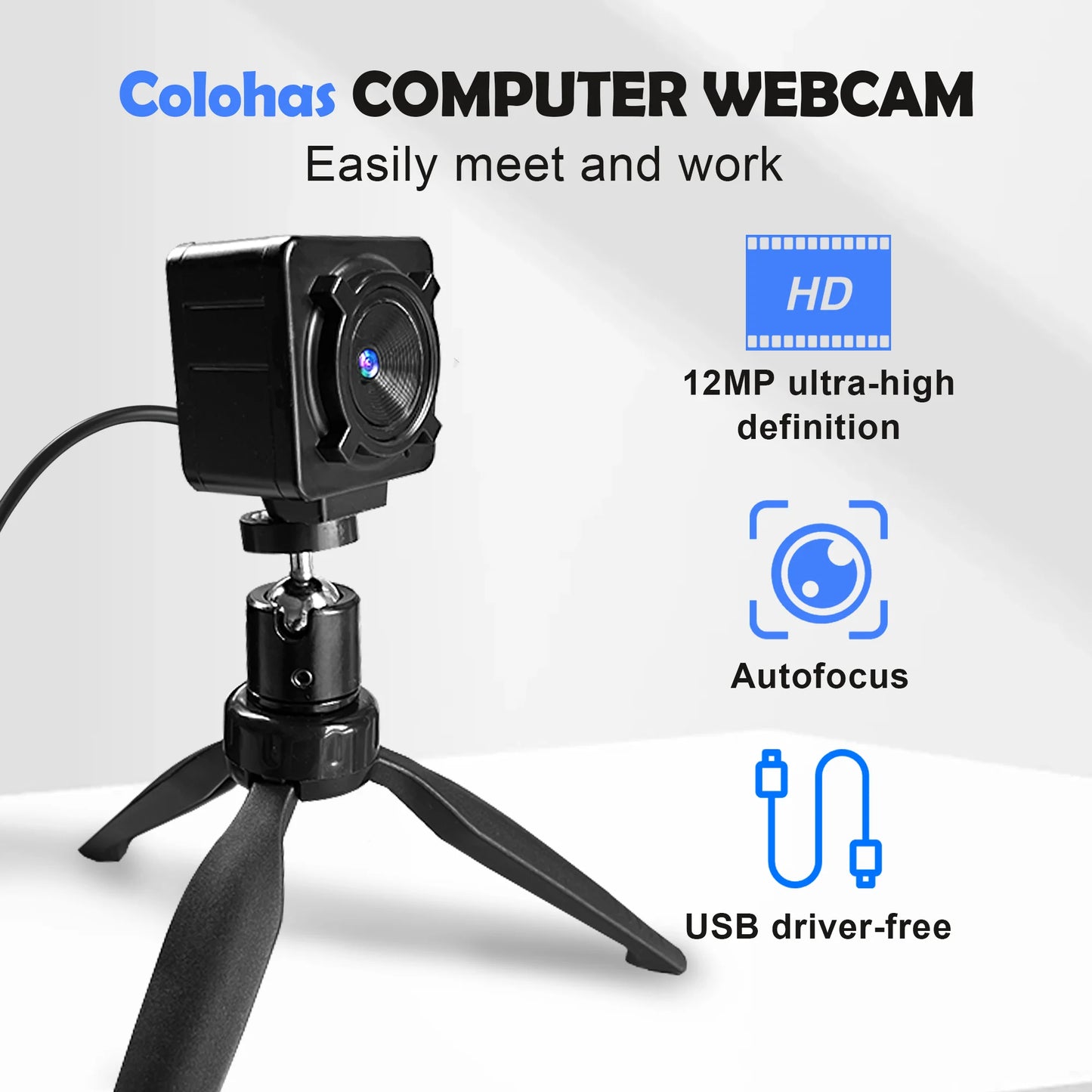 4K Webcam for PC with Autofocus Remote Control USB Camera for Live Streaming Video Calls with Tripod