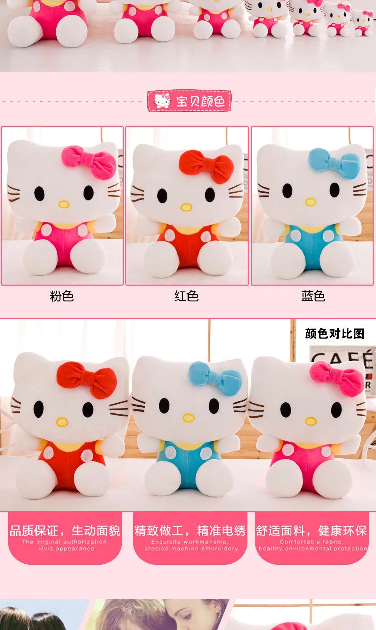 Sanrio Kawaii Hello Kitty Plush Toy KT Cat Stuffed Doll Cute Kitty Soft Toy for Kids Birthday Gift Perfect for Girls and Kids