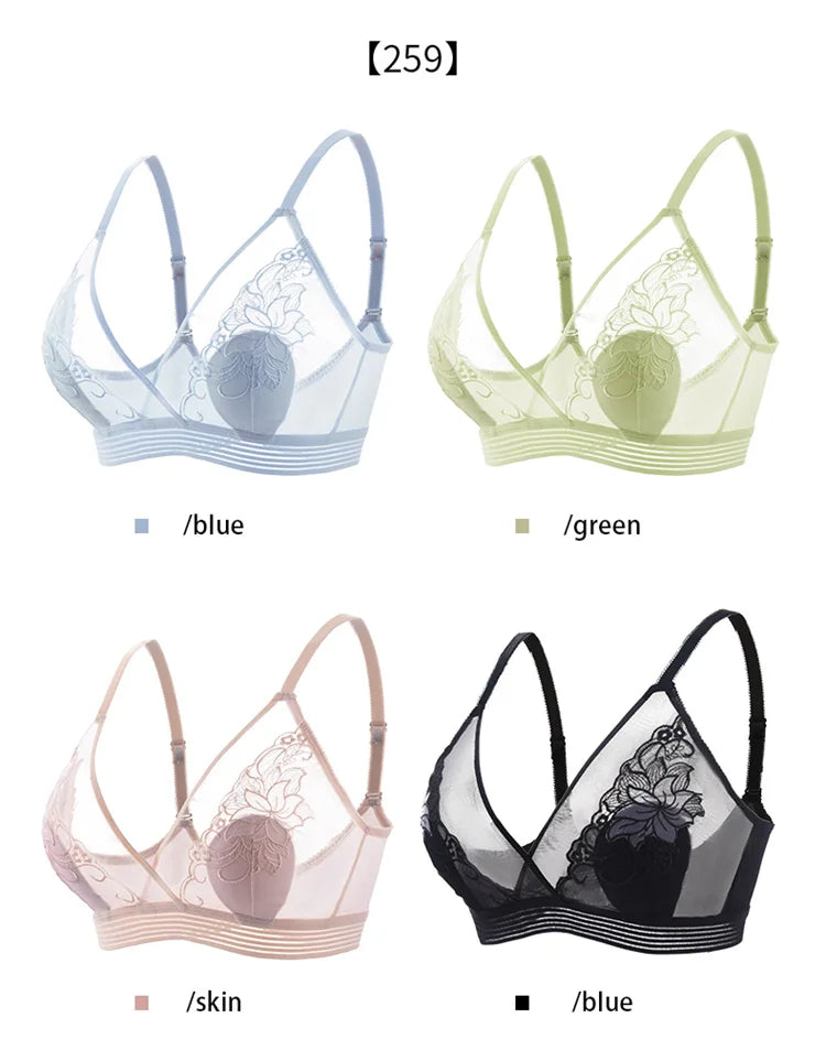 Women’s Lace Transparent Rabbit Ears Push-Up Bra – Soft, Thin, Wire-Free Bralette