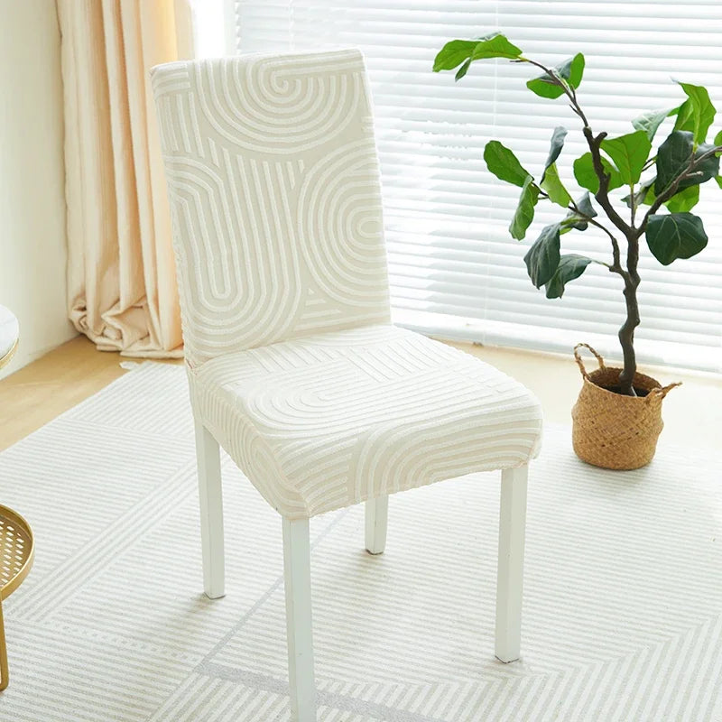 1PC Elastic Dining Room Chair Cover Jacquard Kitchen Chair Slipcovers Seat Covers Removable for Hotel Wedding Banquet Home