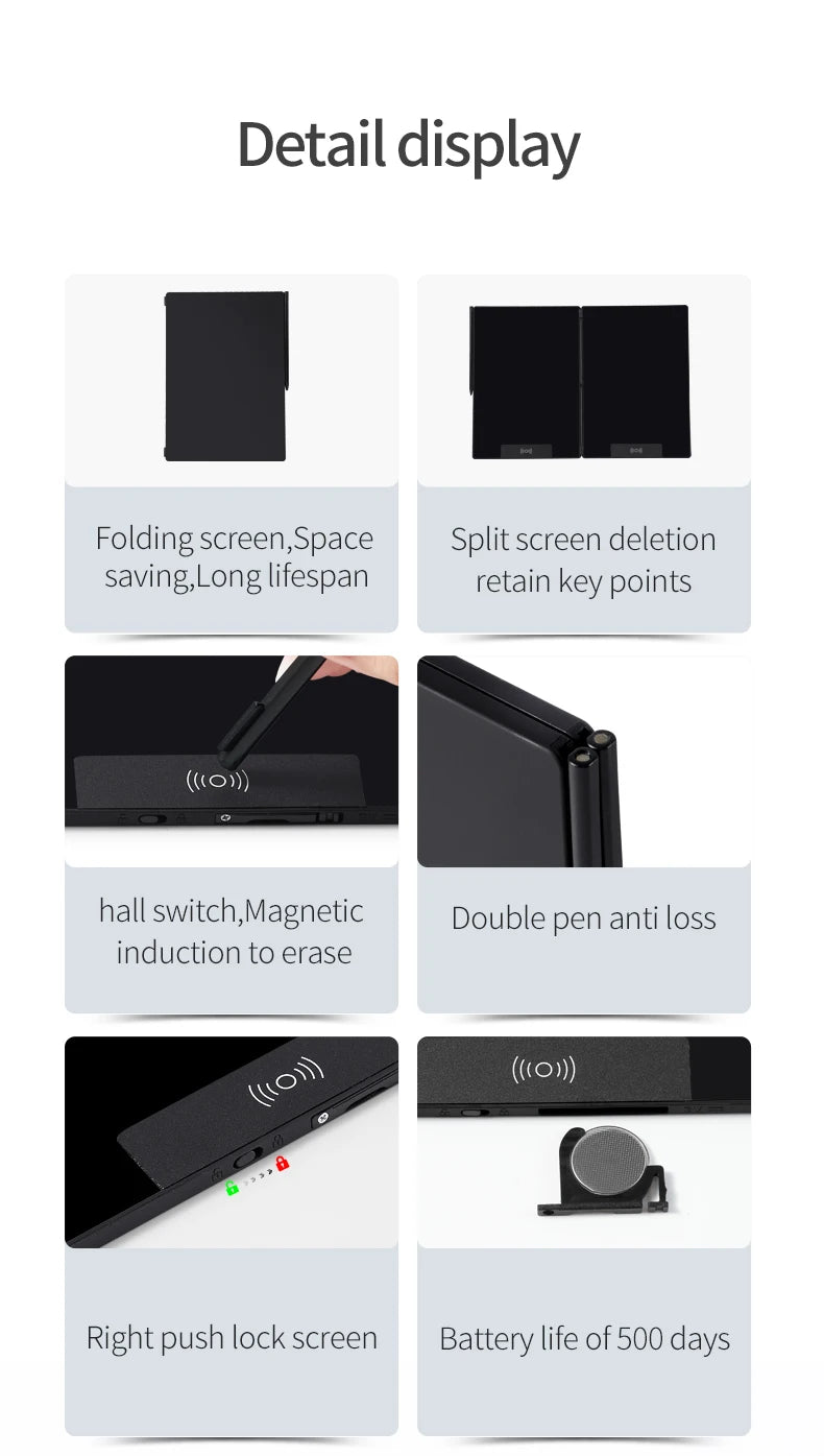 14.3-inch Folding Screen  LCD Superfine Handwriting Writing Board Meeting megnetic to Eras Drawings Tablet Split screen