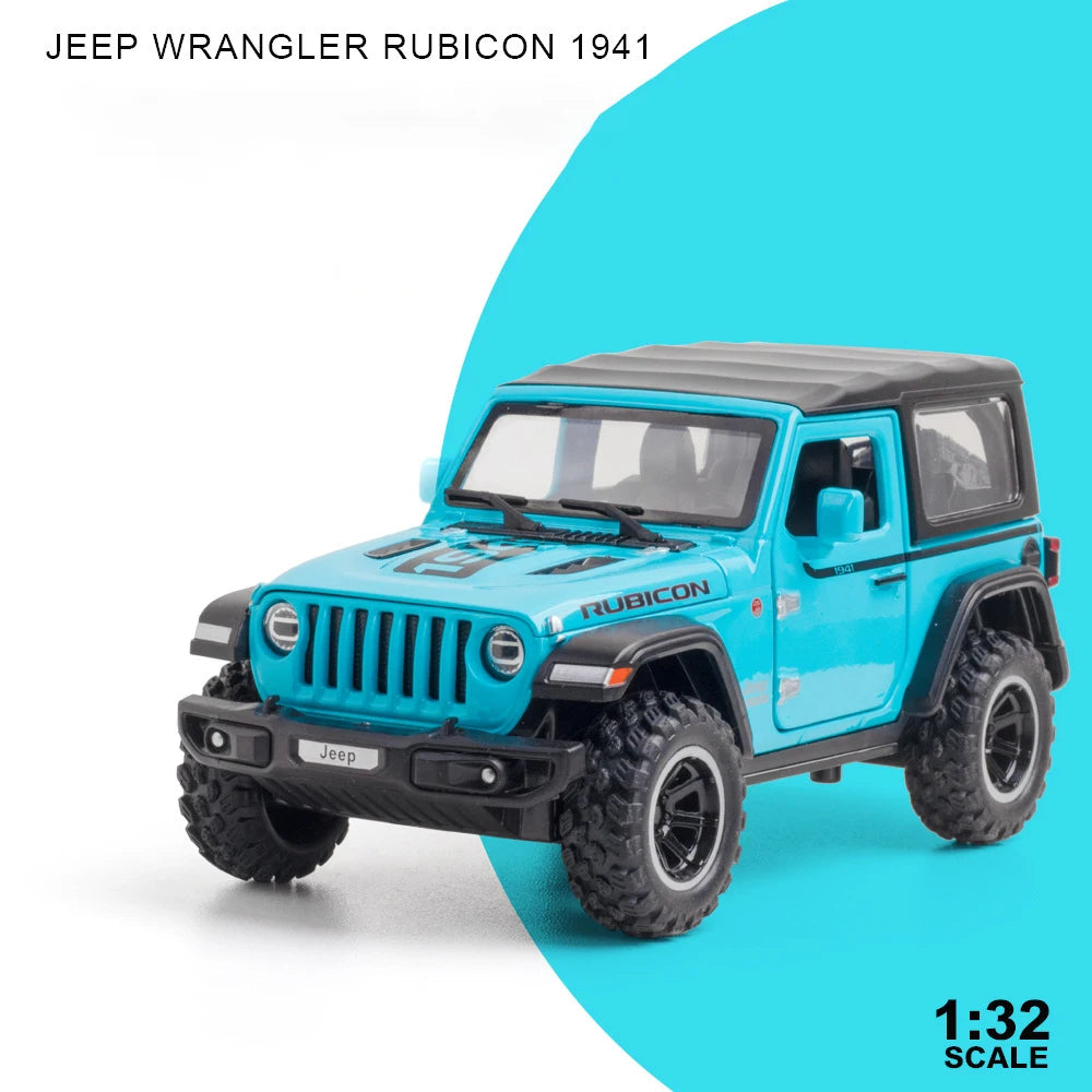 1/32 Wrangler Alloy Diecast Car Models Toy 1941 Rubicon Metal Off-Road Vehicles with Sound Light Car Toys for  Boys