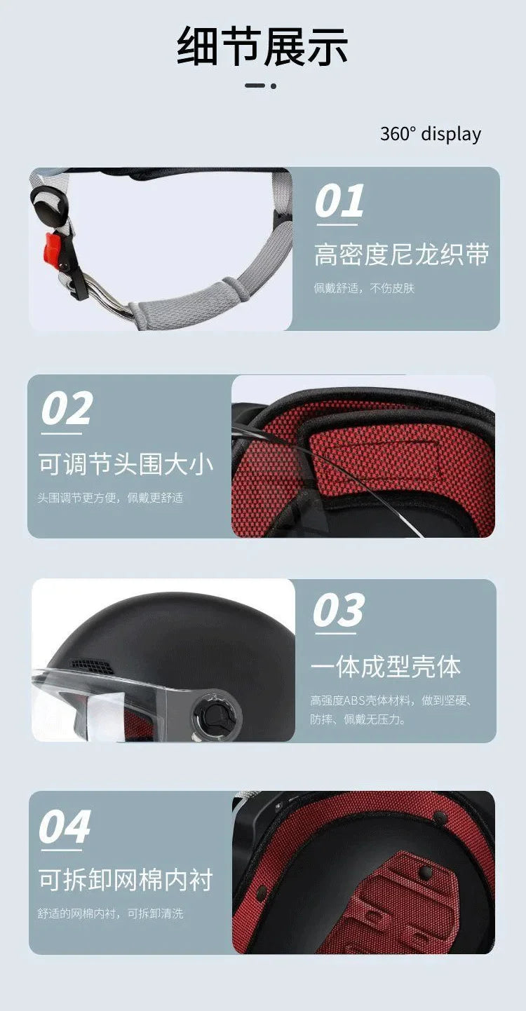 Bicycle Helmet Men's and Women's Adult  Cartoon Bicycle Motorcycle Half Helmet with Goggles