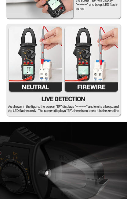 Smart Clamp Multimeter 600V Meter AC/DC Voltage Tester Ammeter Pliers Test Voltmeter Capacitance Ohm Current Tools