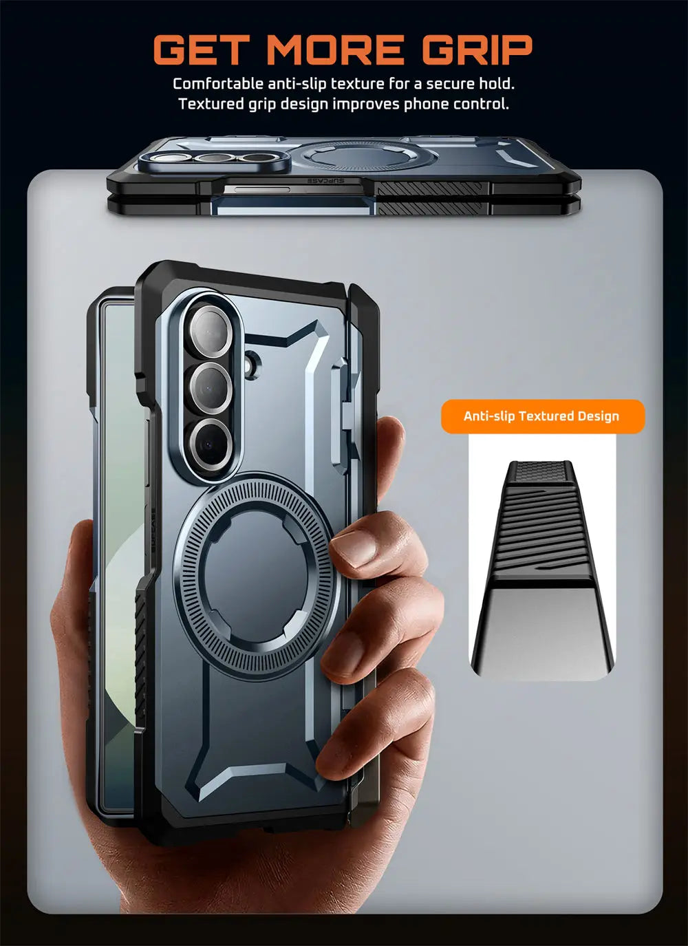 For Samsung Galaxy Z Fold 7 Case UB Grip Anti-Scratch Heavy Duty Rugged  Phone Case with Screen Protector