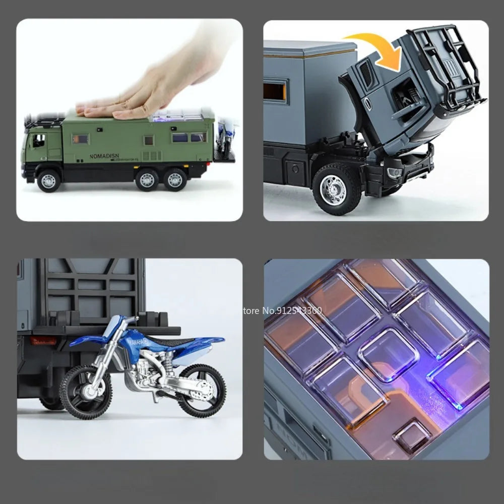 RV Toy Car Model Alloy Diecasting Pull Back with Sound Light High Simulation Models Vehicles for  Gifts