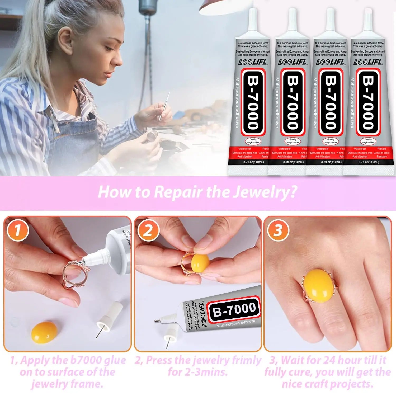 Glue, mobile phone screen glue, suitable for jewellery, house building models, dried flowers, wooden frames, fabrics, cardboard, woolen materials, universal crafts creative soft glue, anti-clogging design , 110ml