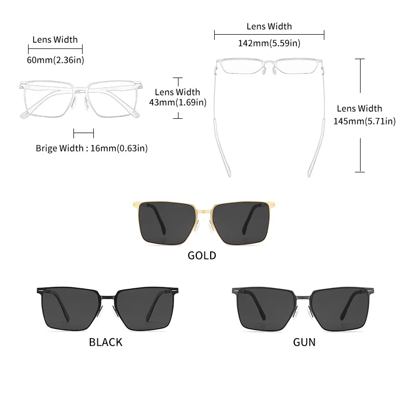 Aluminum Magnesium Polarized UV400 Rectangle Business Driving Sunglasses for Men Mirror Eyewear
