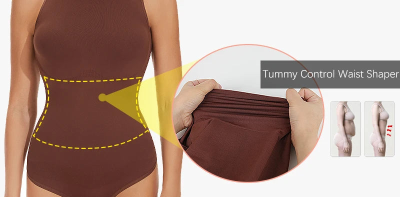 Women Sleeveless Crew Neck Shapewear Bodysuit – Tummy Control Thong Body Shaper