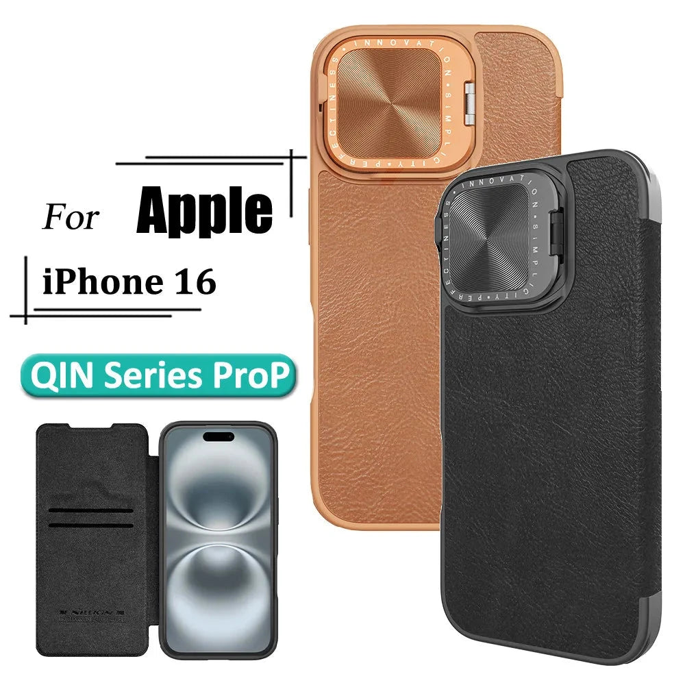 Luxury Flip QIN Pro P Leather Case For iPhone 16 Phone Case Shockproof Camera Flip Protection Case