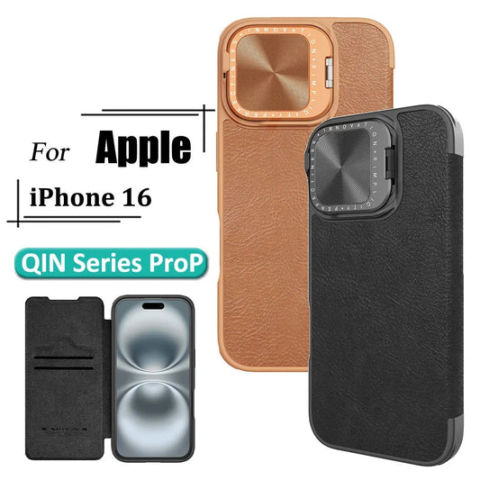 Luxury Flip QIN Pro P Leather Case For iPhone 16 Phone Case Shockproof Camera Flip Protection Case