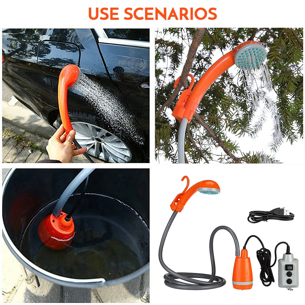 Rechargeable Portable Camping Shower Pump with Handheld Shower Head