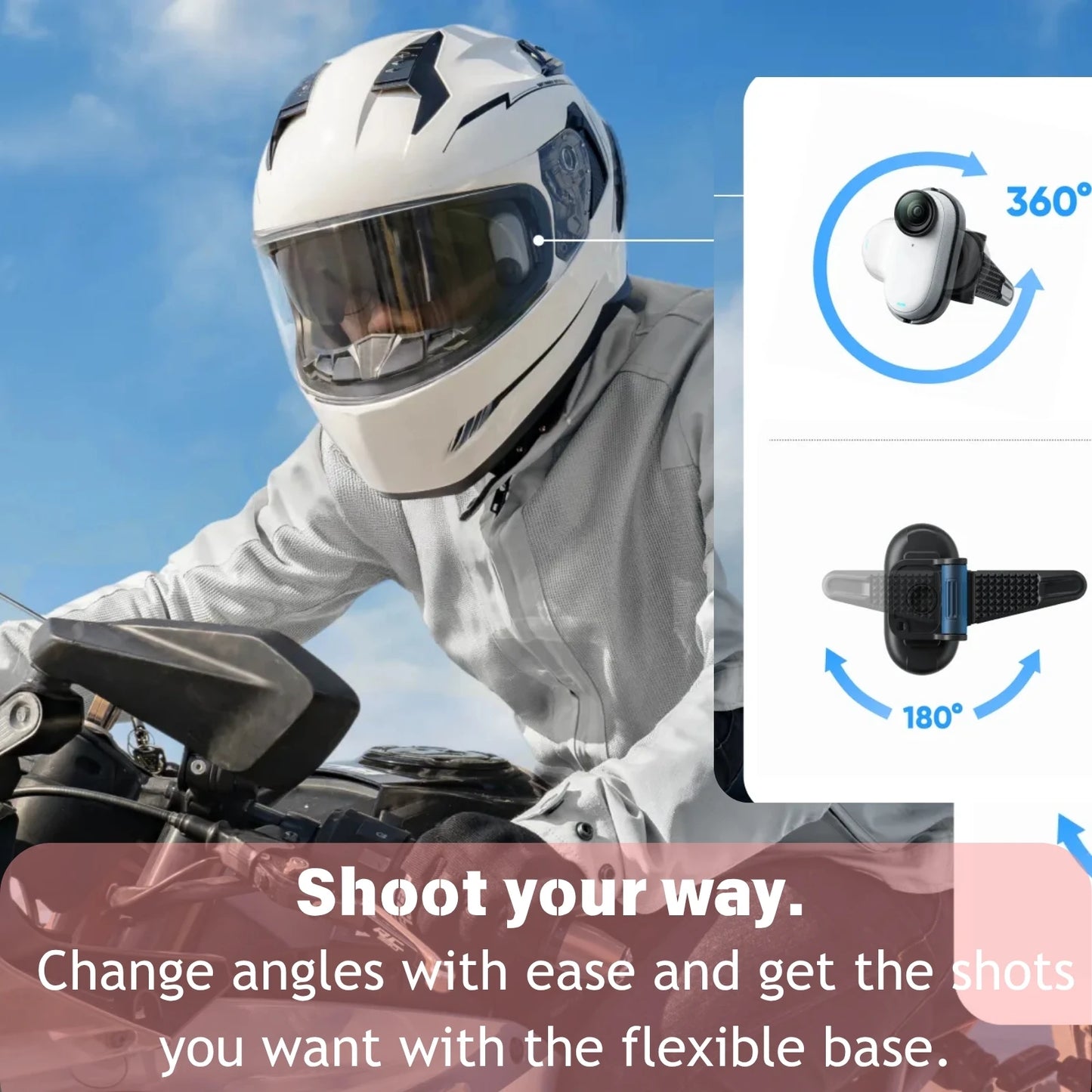 Helmet POV Mount Clip for Insta360 GO 3 and GO 3S Motorcycle Helmet Camera Holder