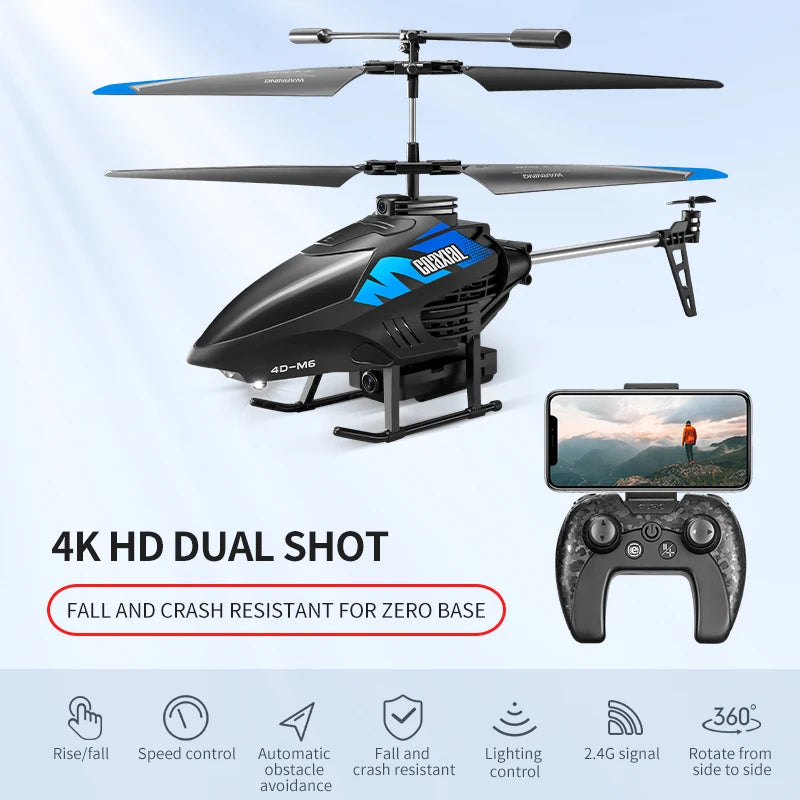 4DRC M6 Remote Control RC Helicopter with 4K Camer Altitude Hold Drone 2.4GHZ 4CH Aircraft for Adults Birthday Gifts Toys