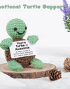 3 Pcs Cute Handmade Knitted Emotional Motivational Turtle Doll Home Room Decoration Funny Crochet Turtle With Positive Card Ornament