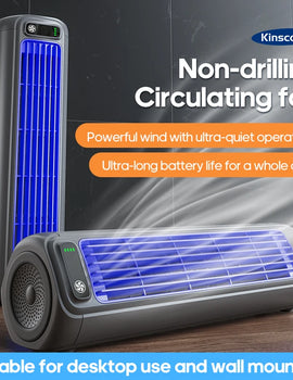 Portable Air Conditioner Fan 2000mAh Quiet Desktop Tower Fan Wall Non-drilling Circulating Fan 3 Speeds Adjustable