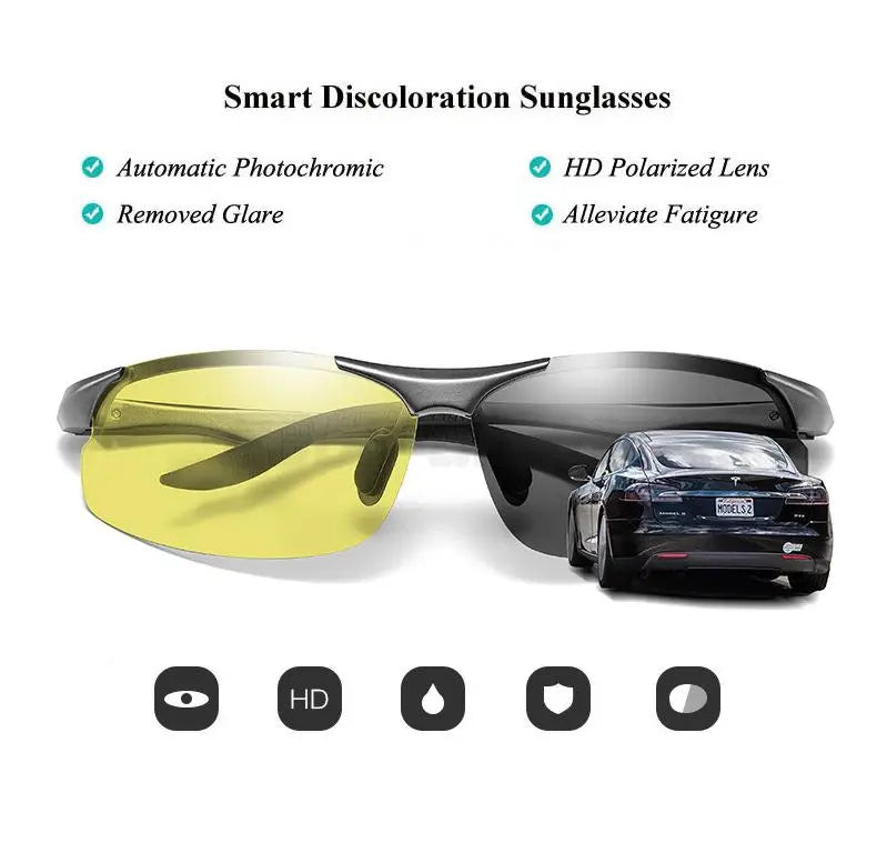 Aluminum Photochromic Polarized UV400 Mirror Driving Sunglasses for Men Women
