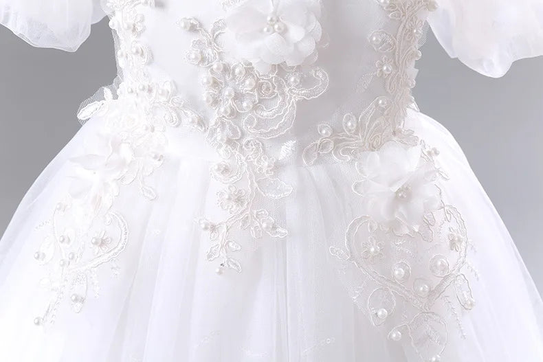 Princess Dress for Girls Elegant Long Tulle Gown  Flower Girl Wedding Dress, Birthday Party Gown, Pageant Costume