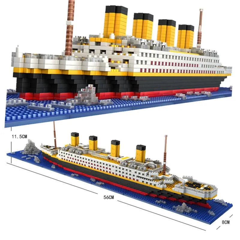 1860 pcs Blocks Titanic Cruise Ship Model Boat Model DIY Assemble Building Blocks Classical Brick Toys Xmas Gift For Children