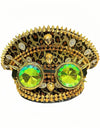 Leopard Print Steampunk Captain Hat Punk Goggles Gold Music Festival Masquerade Military Cap Costume Cosplay Accessor Unisex