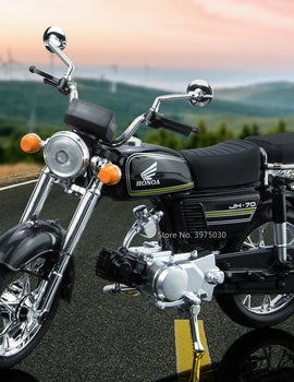1/10 Scale Honda JiaLing JH-70 Alloy Classic Motorcycle Toys Diecast Simulation Metal Motorcycle Sound and Light Model