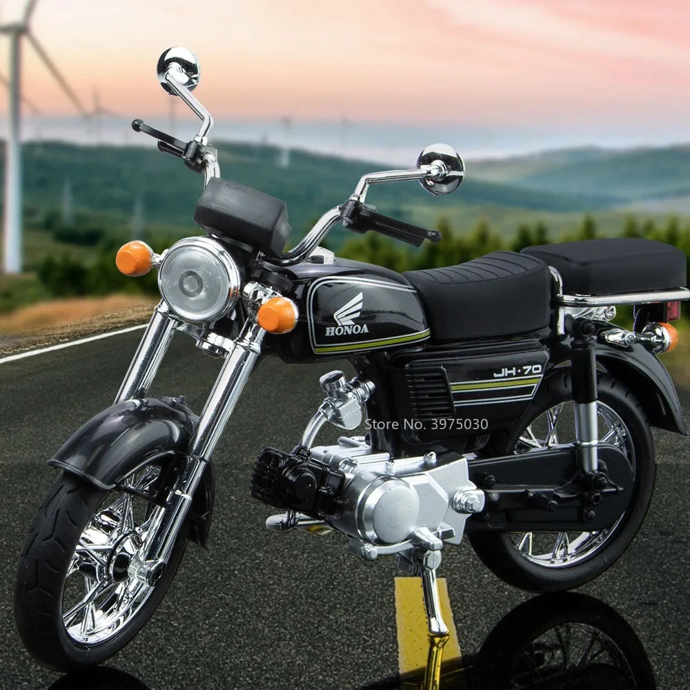 1/10 Scale Honda JiaLing JH-70 Alloy Classic Motorcycle Toys Diecast Simulation Metal Motorcycle Sound and Light Model