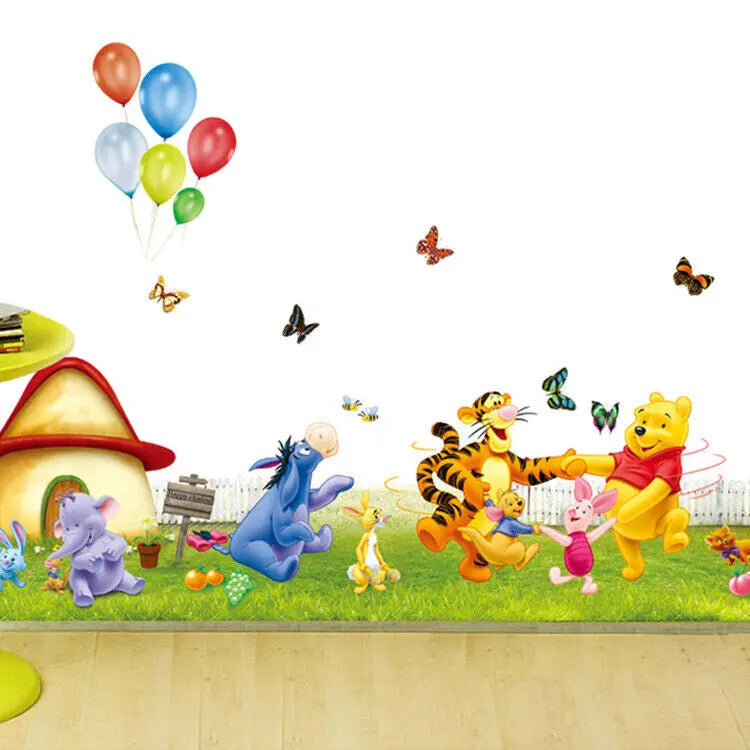 Cartoon Animal Winnie The Pooh Wall Stickers Decals For Room Nursery Kindergarten Bedroom Wall Decoration Decor Mural Home