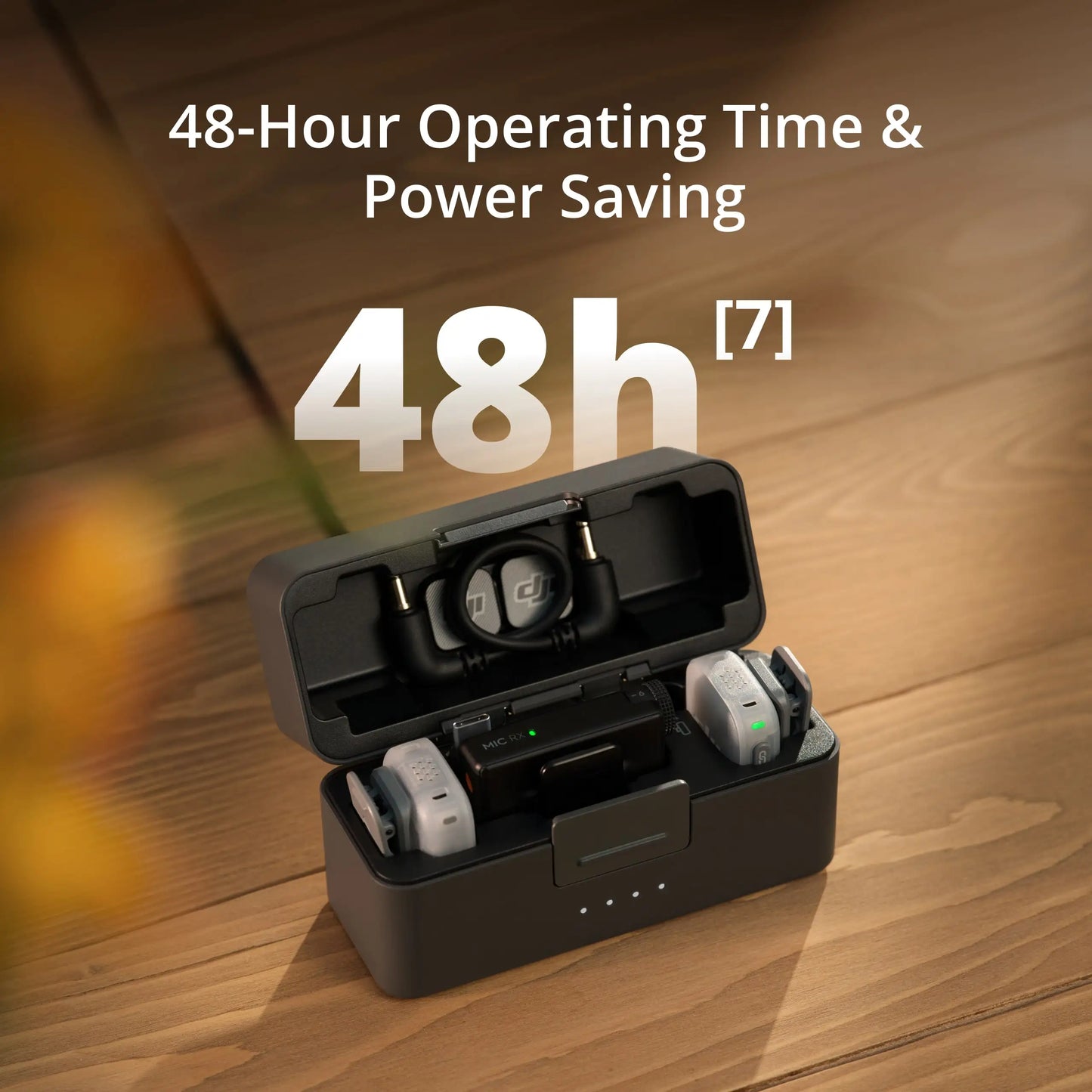 Wireless Microphone System with 48 Hour Battery Life Charging Case and Active Noise Cancelling