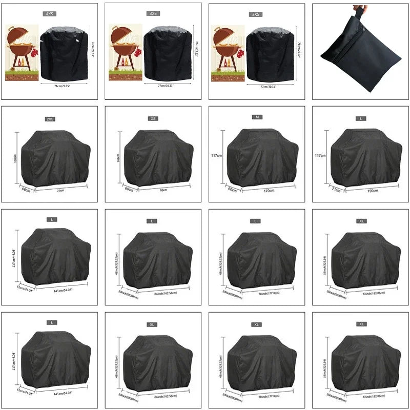 BBQ Grill Cover Waterproof Heavy Duty 190T/210D Anti-Dust Barbecue Protector with Storage Bag