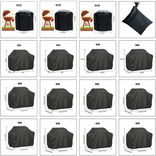 BBQ Grill Cover Waterproof Heavy Duty 190T/210D Anti-Dust Barbecue Protector with Storage Bag