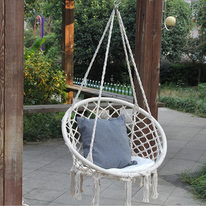 Nordic Style Hammock Chair Tassels Dreamy Round Hanging Chair Cotton Rope Macrame Swing Chairs