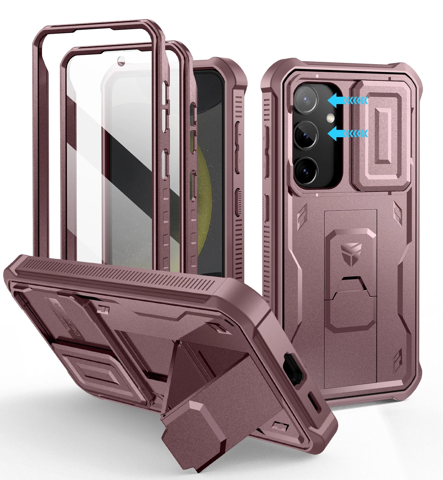 For Samsung Galaxy S24 Case 6.2 inch with Built-in Slide Camera Cover Full Body Rugged Case Built-in Screen Protector Kickstand