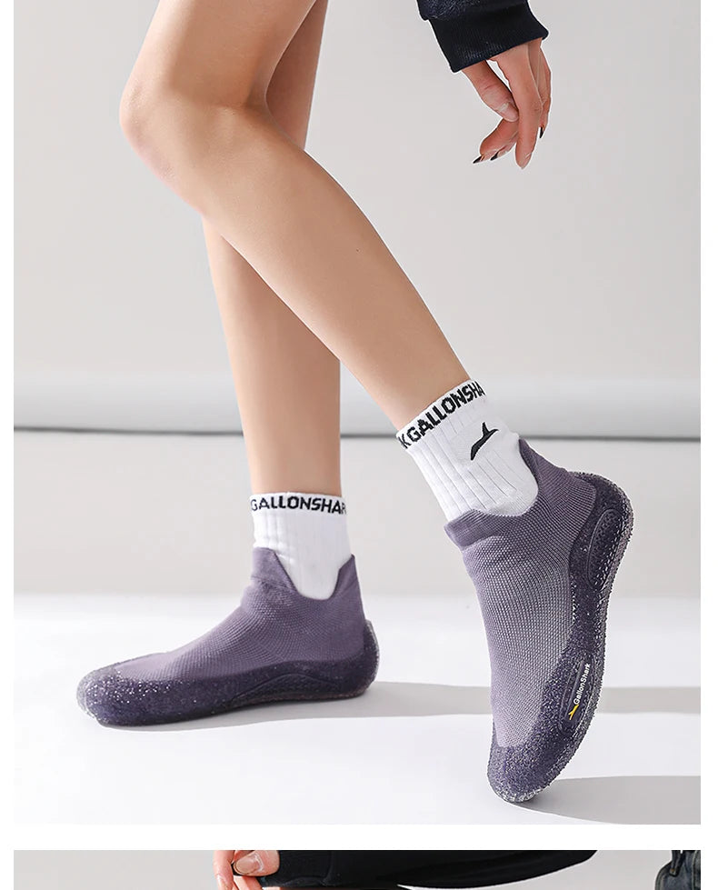 Silent Indoor Sports Shoes and Socks Gym Ultra Lightweight Shock Absorbent Breathable Anti Slip Soft Bottom Yoga