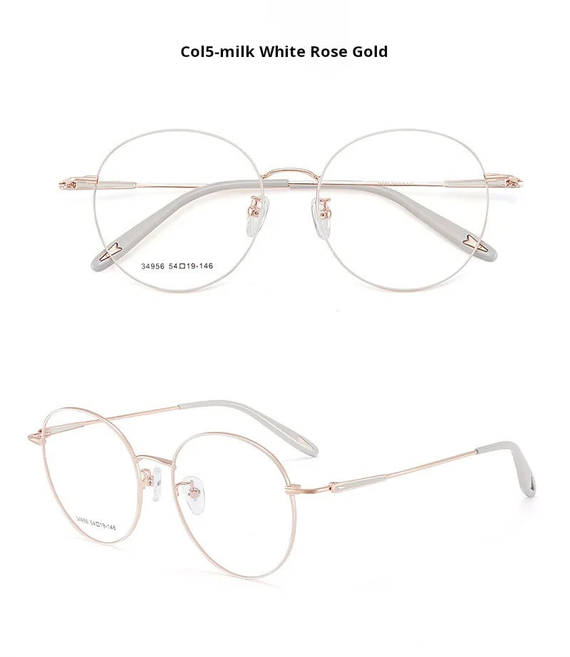 Retro Round Lightweight Alloy Eyeglasses Frames