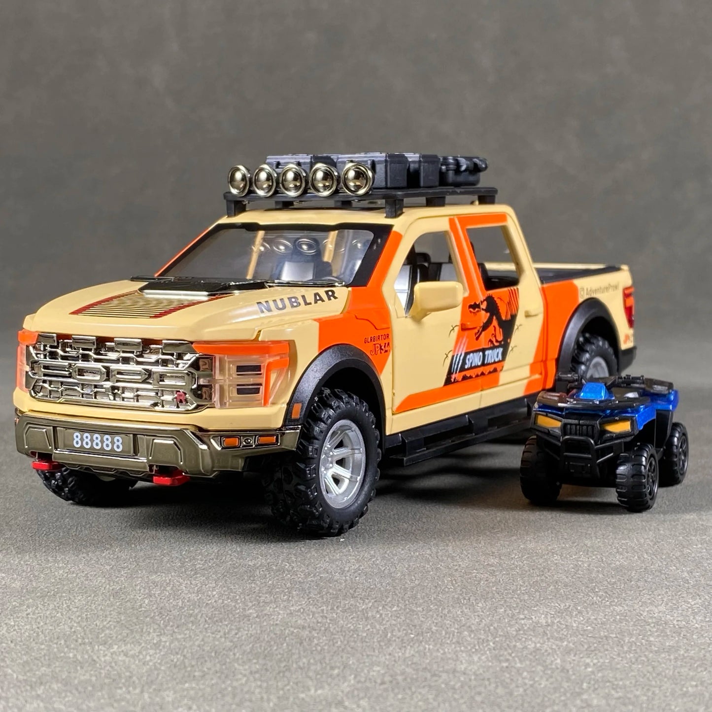 1:24 F150 Off Road Pickup Truck Alloy Diecast Metal Model Sound & Light Pull Back Toy Trendy Display Birthday Present For Friend
