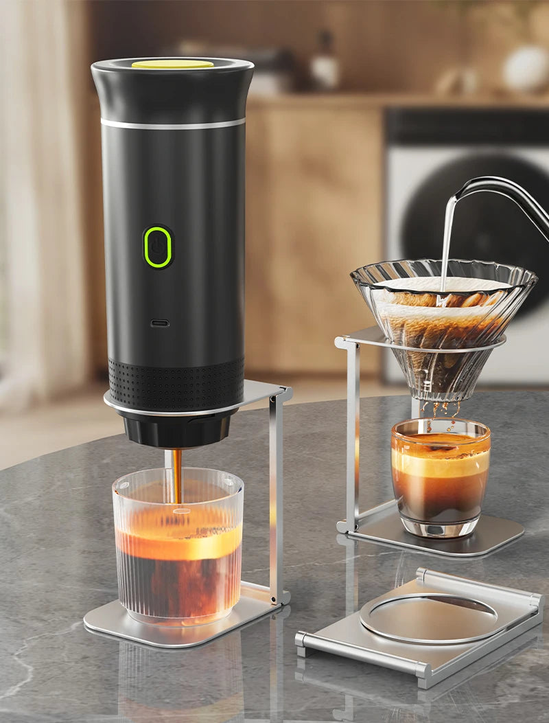 Wireless Electric Portable Espresso Coffee Machine for Car & Home Camping Coffee Maker 3-in-1 Capsule Powder Travel Coffee Maker